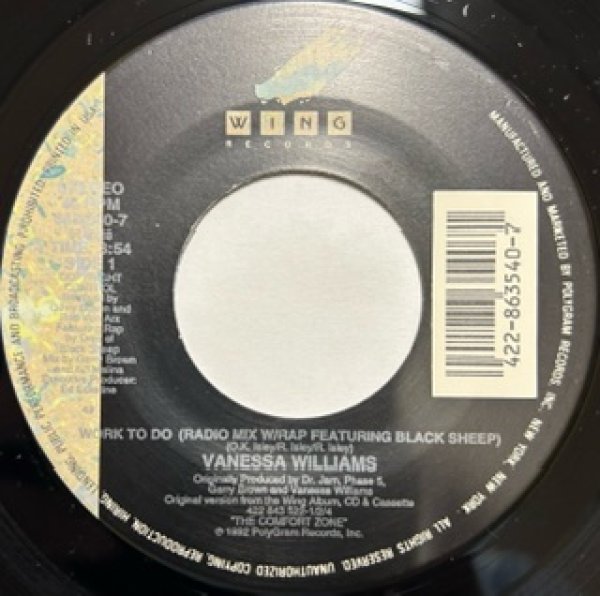 画像1: Vanessa Williams / Work To do - The Recommandable  7 Inch - (1)