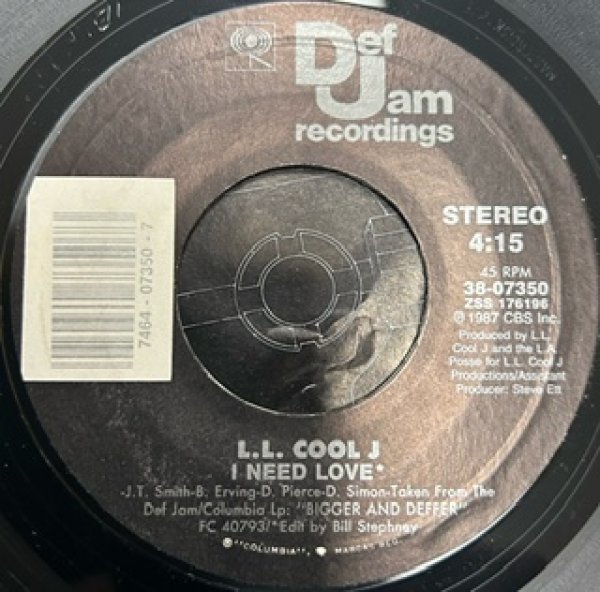 画像1: LL Cool J /  I Need Love cw My Rhyme Ain't Done - The Recommandable 7 Inch - (1)