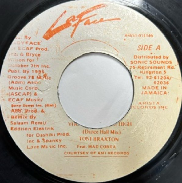 画像1: Toni Braxton / You're Makin' Me High Dance Hall Remix !!! cw Let It Flow - Jamaica Press Only 7 Inch !!! - (1)