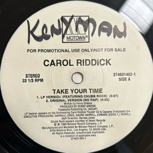 画像1: Carol Riddick / Take Your Time ft Chubb Rock - US Promo Only - (1)