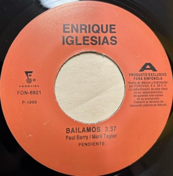 画像1: Enriques Iglesias / Bailamos - The Recommandable 7 Inch - Mexico Press Only !!!! (1)