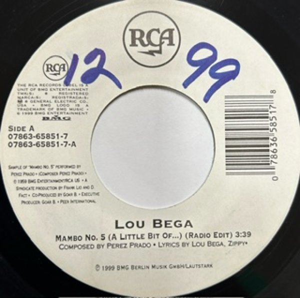 画像1: Lou Bega / Mambo No.5 cw Beauty On The TV Screen - Very Rare 7 Inch !!!!! - (1)