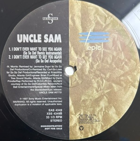 画像1: Uncle Sam / I Don't Ever Want To See You Again - US Promo Only Remix - (1)